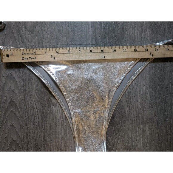 NWT SKIMS Metallic Swim Skimpy Triangle Bottom Side Tie Swimwear Nickle Size 4X - Picture 11 of 12